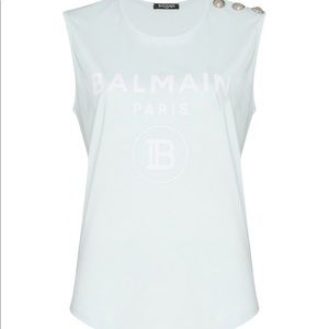 Balmain Logo Cotton Sleeveless Shirt XS